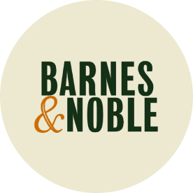 Barnes & Noble logo with black text and an orange ampersand on a light circular background.